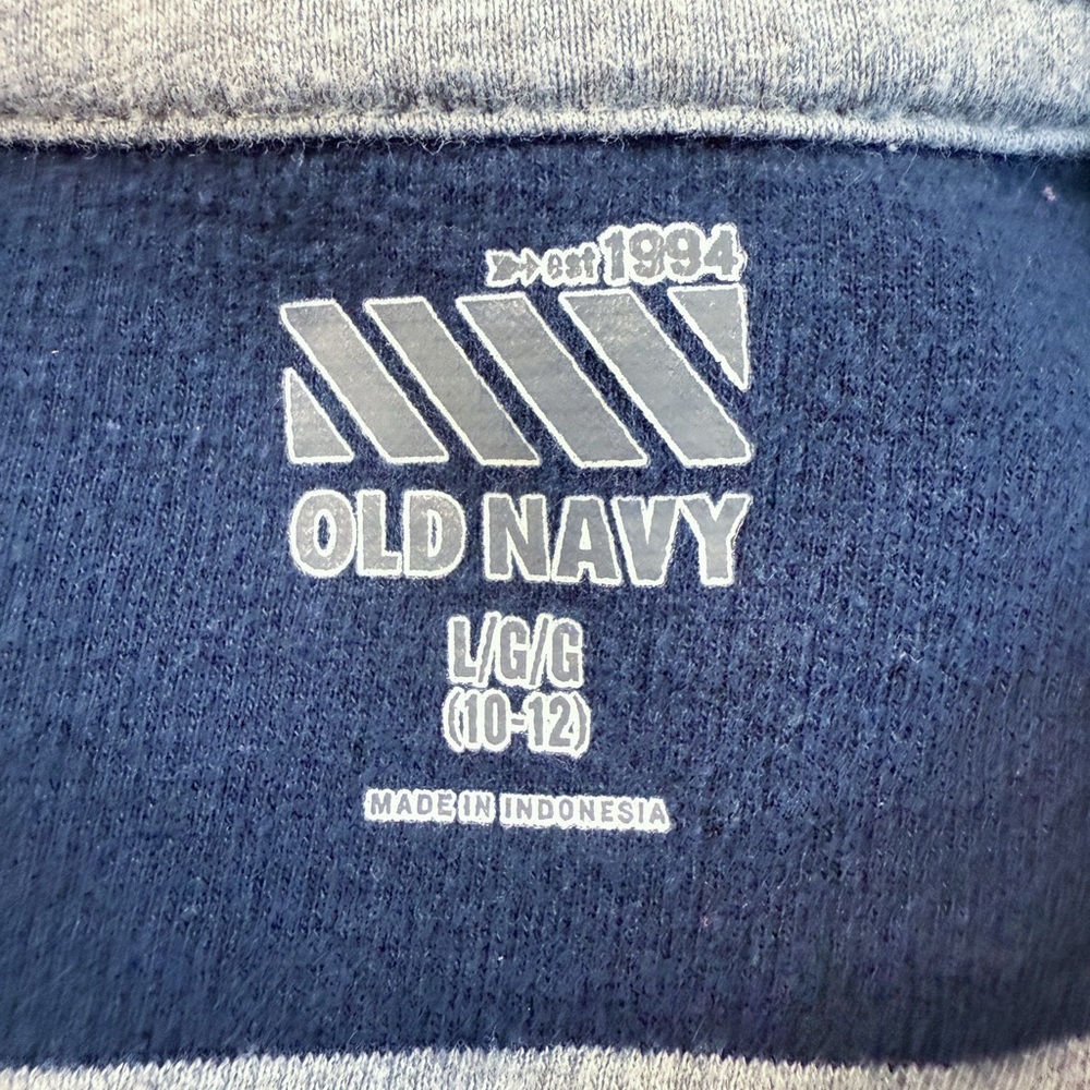 Old Navy Boys Striped Henley Shirt L 10-12 Navy Gray Cotton School Top - Picture 15 of 16